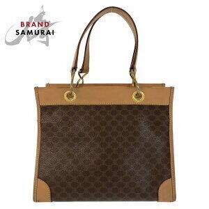 Celine Macadam Brown Leather Handbag Tote Bag